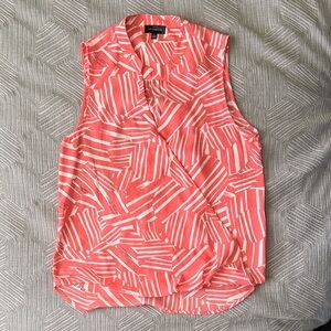 The Limited Coral and White Sleeveless Surplice Camisole